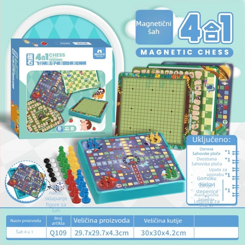 Magnetski Sve-u-Jednom Set Stolnih Igara s Flying Chess, Backgammon i Checkers