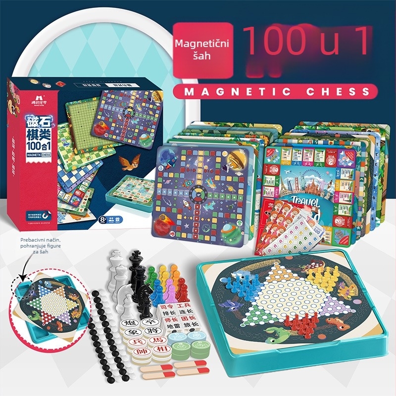 Magnetski Sve-u-Jednom Set Stolnih Igara s Flying Chess, Backgammon i Checkers