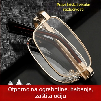 Naočale za čitanje s kristalnim lećama, sklopive, prijenosne, model 801, visoke kvalitete
