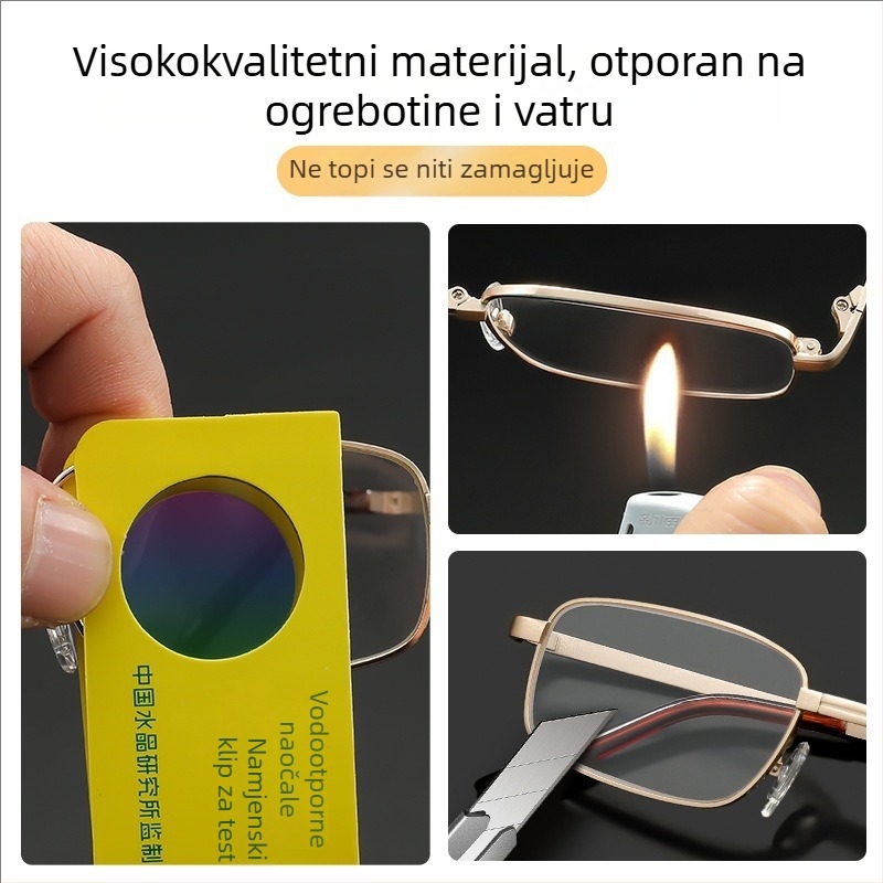 Naočale za čitanje s kristalnim lećama, sklopive, prijenosne, model 801, visoke kvalitete