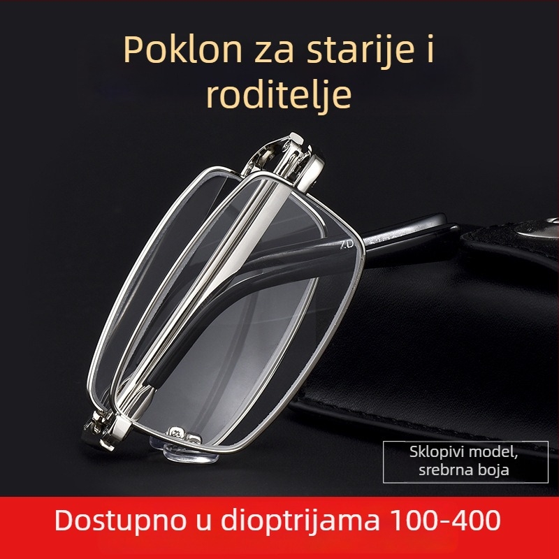 Naočale za čitanje s kristalnim lećama, sklopive, prijenosne, model 801, visoke kvalitete