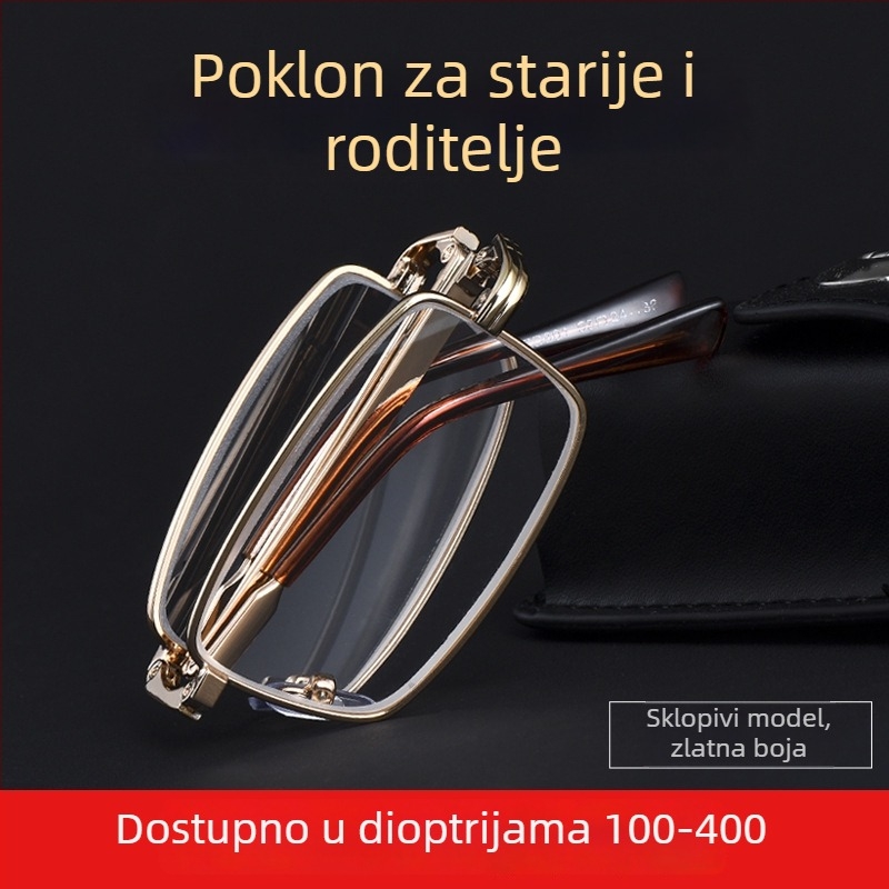 Naočale za čitanje s kristalnim lećama, sklopive, prijenosne, model 801, visoke kvalitete