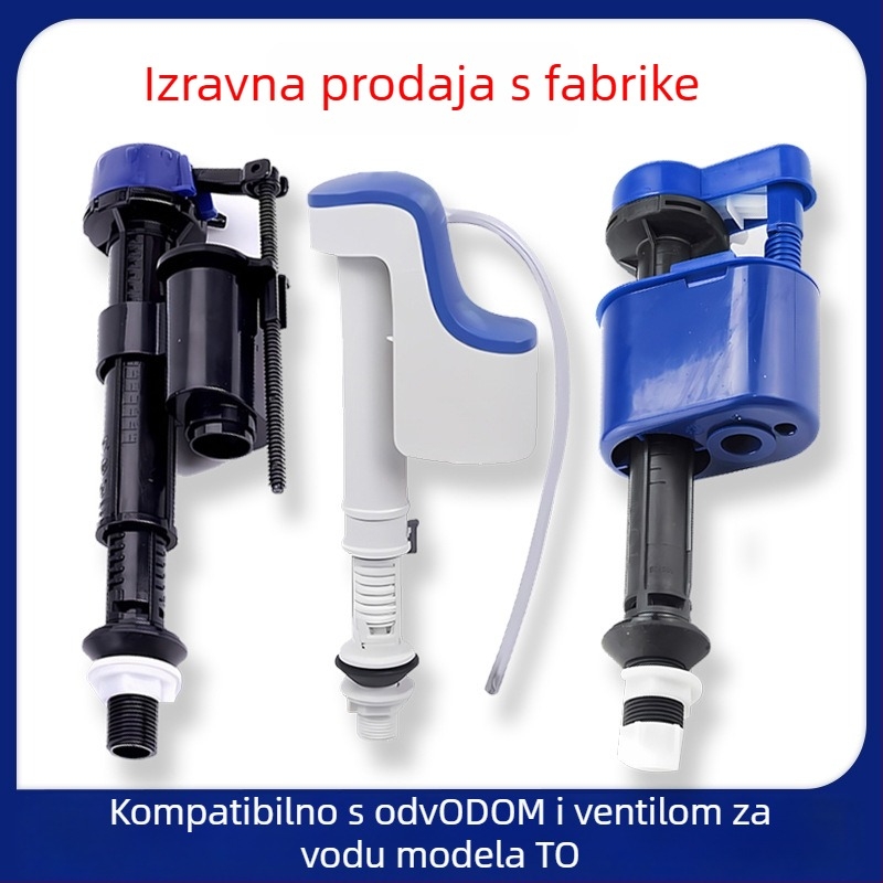 Univerzalni set ventila za WC Toto/American-Standard: BH119 ulazni ventil, CW886 dodatak spremnika, BH129 dovodni i odvodni ventili; materijal: plastika; za ugradnju; moderni minimalistički stil
