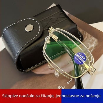 Sklopive presbiopijske naočale za čitanje, ultra lagane, zaštita od plavog svjetla, prenosni retro metalni okvir