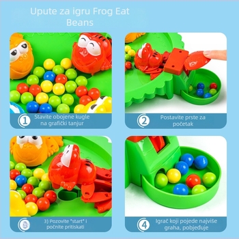 Dvojeigračna stolna igra s žabom i perlicama, za djecu 4–6 godina, plastična