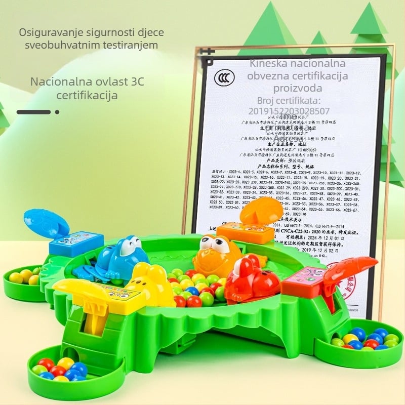 Dvojeigračna stolna igra s žabom i perlicama, za djecu 4–6 godina, plastična