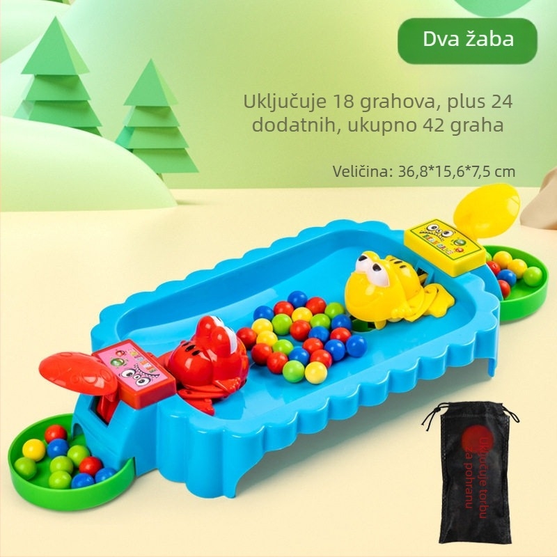 Dvojeigračna stolna igra s žabom i perlicama, za djecu 4–6 godina, plastična