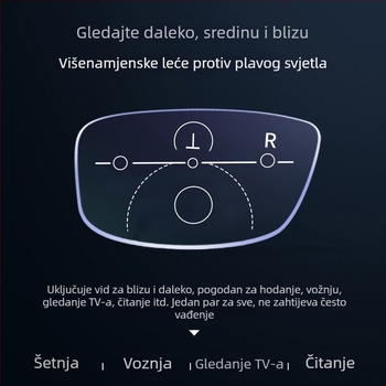 Muške bezokvirne naočale za presbiopiju s automatskim zumom, progresivne multifokalne, PC leće, protiv plavog svjetla