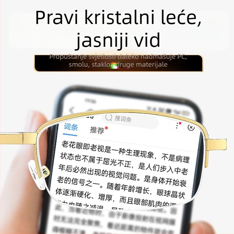 Sklopive prijenosne naočale za čitanje visoke definicije, model 62805, za starije osobe.