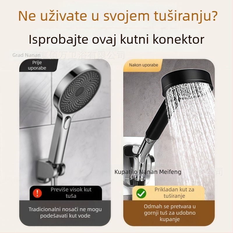 Regulator kuta tuša, nehrđajući čelik, s kromiranim premazom, ugradnja sa skrivenom navojem