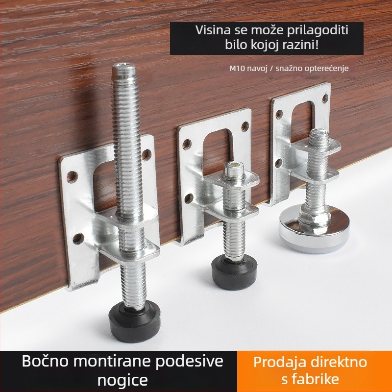 Bočne pločaste podesive nogice za ladice – hladno valjana čeli, elektroplatiranje, model 35, moderni minimalistički stil