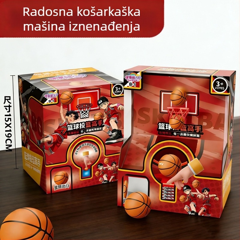 Gashapon stroj za košarku s kutijama iznenađenja, likovi iz crtića, dječja igra prstima i bacanje