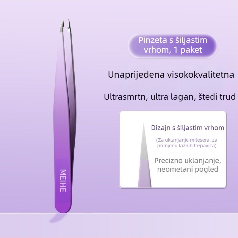 Medicinske pinzete za akne – uklanjanje prištića i crnih točaka, nehrđajući čelik, Charming brand, kod proizvoda Meihai hb-gradient purple 4-piece set, uvijač trepavica, rok trajanja 3 godine