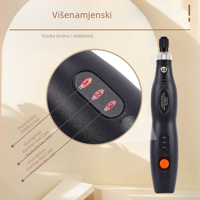 Sve-u-jednom alat za manikuru i poliranje noktiju, USB punjenje, prenosni električni alat za manikuru, plastika + nehrđajući čelik, 356 g