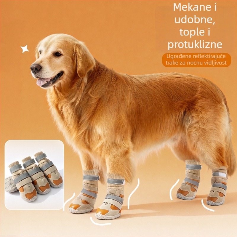 Zimske cipele za velike pse, podstavljene fleecem, debele, s kopčom, tople, protuklizne, za šetnje