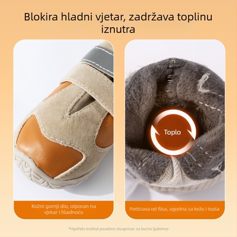 Zimske cipele za velike pse, podstavljene fleecem, debele, s kopčom, tople, protuklizne, za šetnje