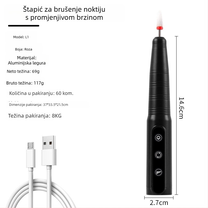 Električni polir za manikuru, prijenosni alat za njegu noktiju, model L1, podrijetlo Zhejiang