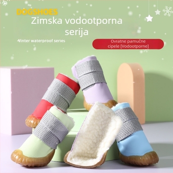 Vodootporne zimske cipele za pse s debelim flisom iznutra i mekšim pamukom na gornjoj strani