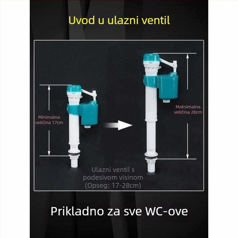 Klap vodovoda za toaletu s univerzalnom kompatibilnošću i dvostrukim gumbom za ispiranje, pribor za ulaz/izlaz (CE certifikat, Materijal: Drugo, Bez usluge instalacije)