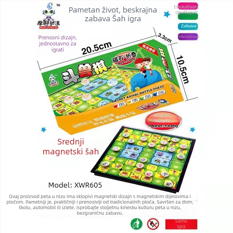 Skup magnetska ploča za stolne igre: šah, Go, Gomoku, Dama i Flying Chess; Materijal: plast; Pakiranje: šarena kutija; Dob: 4–14 godina; Edukativna igra; Uključuje video uputu