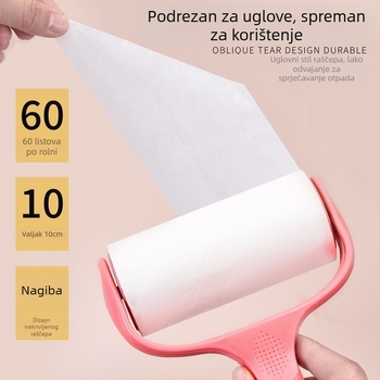 Čistač rolne za nokte s zamjenjivim papirnim valjkom i ljepiljivim valjkom; plastika; OEM; 100 g