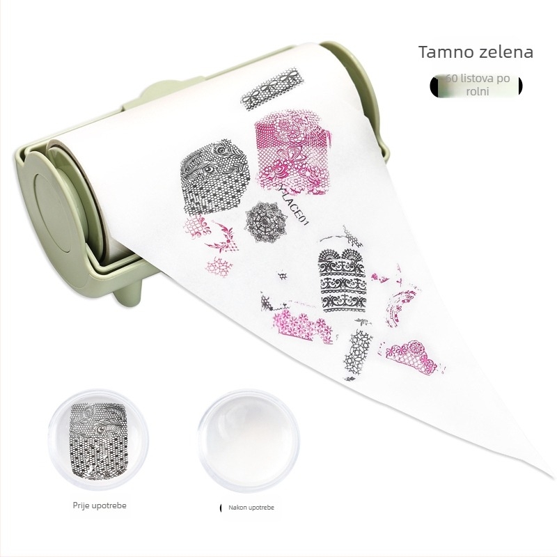 Čistač rolne za nokte s zamjenjivim papirnim valjkom i ljepiljivim valjkom; plastika; OEM; 100 g