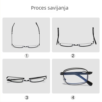 Sklopive naočale za čitanje s zaštitom od plave svjetlosti, za srednju dob i starije osobe, lagane i prijenosne, bez umora, kvadratni okvir, unisex