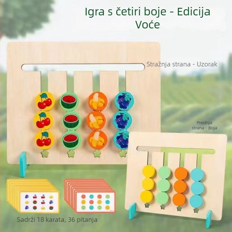 Dječja drvena društvena igra za razvoj logičkog razmišljanja, uzrast 4–6 godina, u kutiji.
