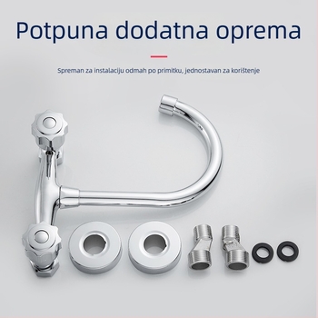 Kuhinjska slavina - dvostruka ručka, zidna montaža, bakreno tijelo, keramički disk ventil