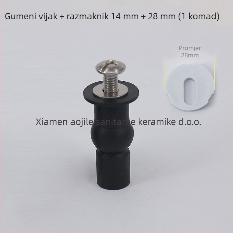 Vijak za držač poklopca WC - 304 nerđavi čelik + guma, M6, ručna montaža, modernistički minimalistički stil