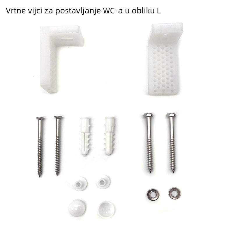 Pribor za montažu toaleta - vijke za učvršćivanje u obliku L i oblika 7, PP plastika, fiksno zaključavanje, moderni minimalisticki stil