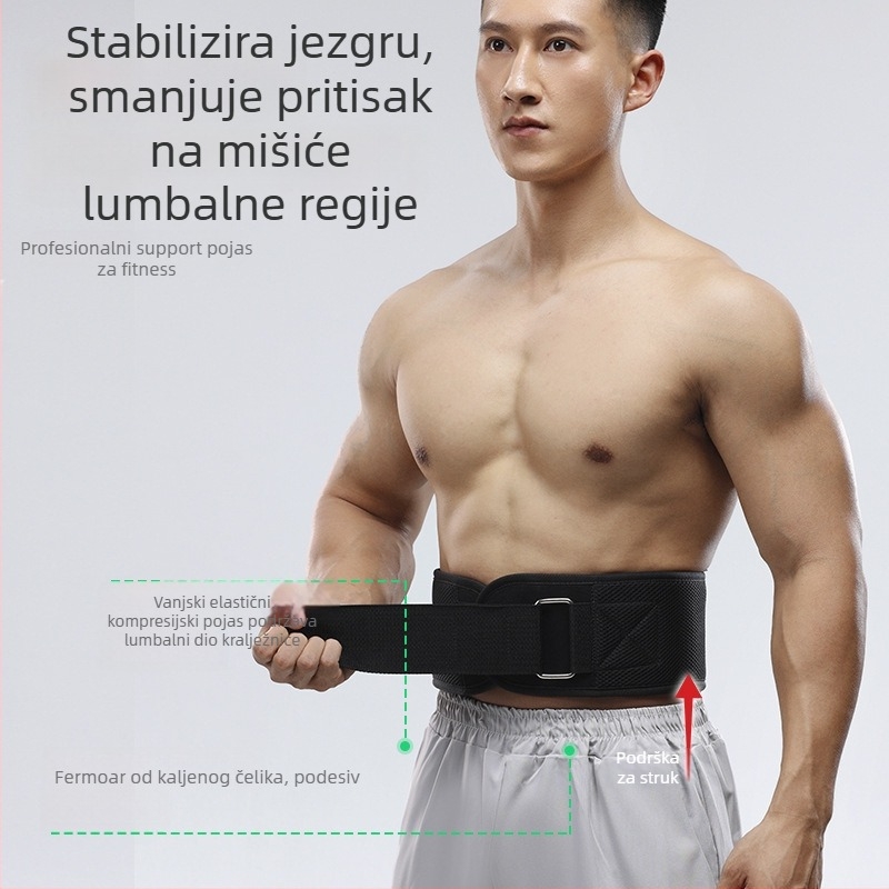 Pojas za zaštitu struka za fitness - protuklizni, prozračan, unisex, za dizanje utega i čučnjeve, poliester vlakno