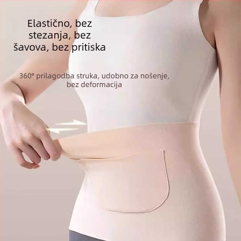 Derong termalni pojas za struk s dvostrukim džepovima, zagrijava struk i trbuh, zaštita želuca, prevencija prehlade