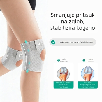 Tanki profilni rukav za koljeno – otvoren i prozračan, lagan za trčanje, košarku i badminton; materijali: spandex/nylon; za odrasle; težina ≤100 g