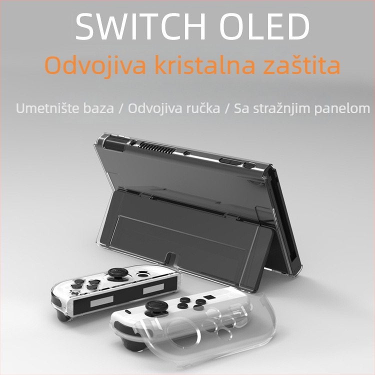 Zaštitna futrola za Nintendo Switch OLED - Prozirna PC, Čvrsta i tanka, injekcijsko prešana, set od 6 komada