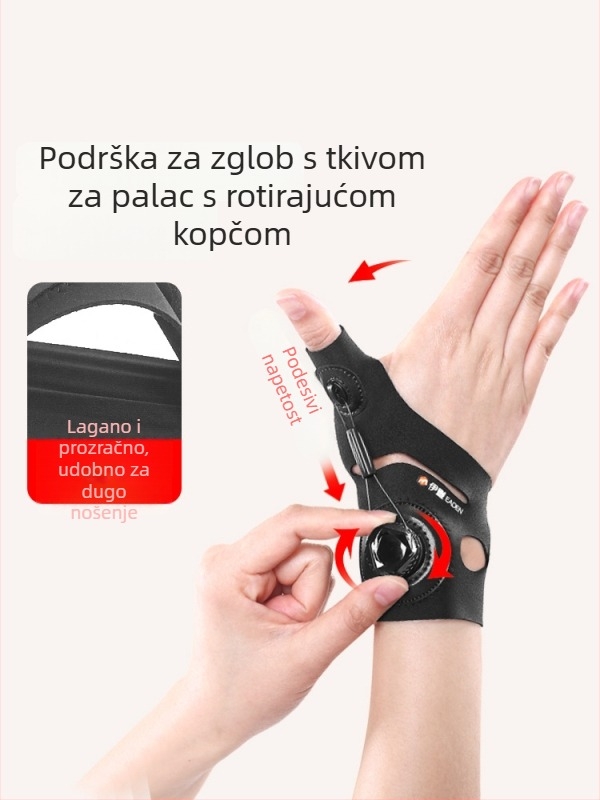 Zaštitnik zapešća s rotirajućim palcem i podrškom za tetivu — materijal: najlon/spandex s Velcro zatvaračem, paket 10 komada
