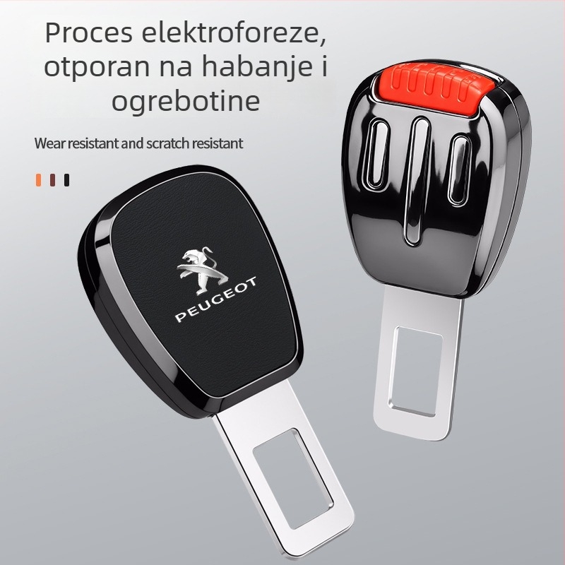 Chebufang Sigurnosna kopča pojasa za produženje Peugeot, ABS elektroplatina + koža, kompatibilna s modelima 308/408/508/2008/4008/5008, mogućnost tiskanja logotipa