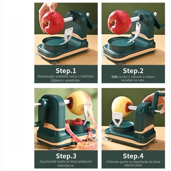 Automatska oljušivač jabuka - ručni pogon, višefunkcionalan, materijal ABS+PP+nerđajući čelik, moguć otisak logotipa, izlazak 2025