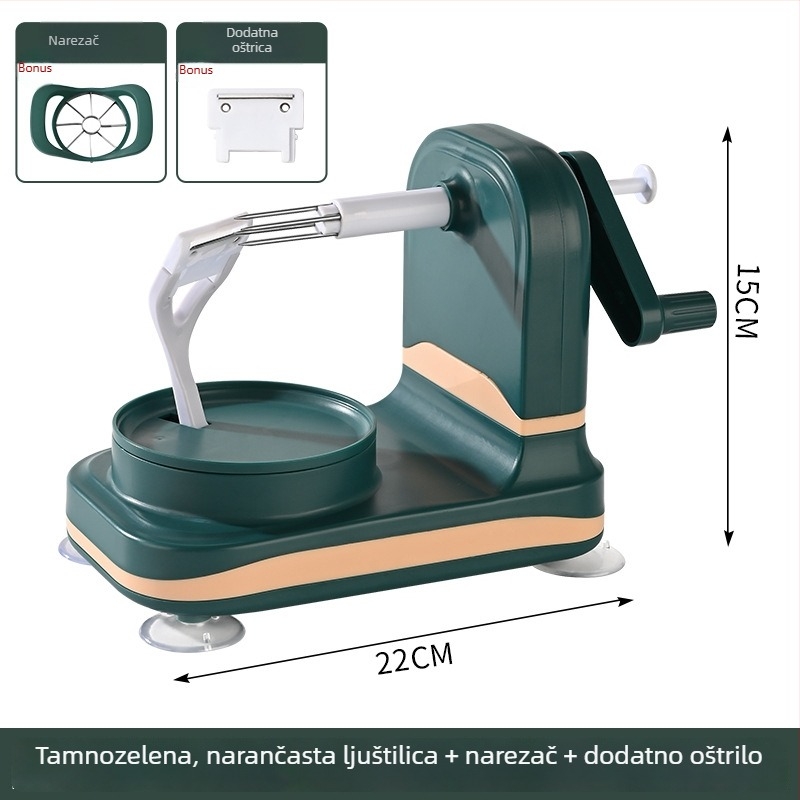 Automatska oljušivač jabuka - ručni pogon, višefunkcionalan, materijal ABS+PP+nerđajući čelik, moguć otisak logotipa, izlazak 2025