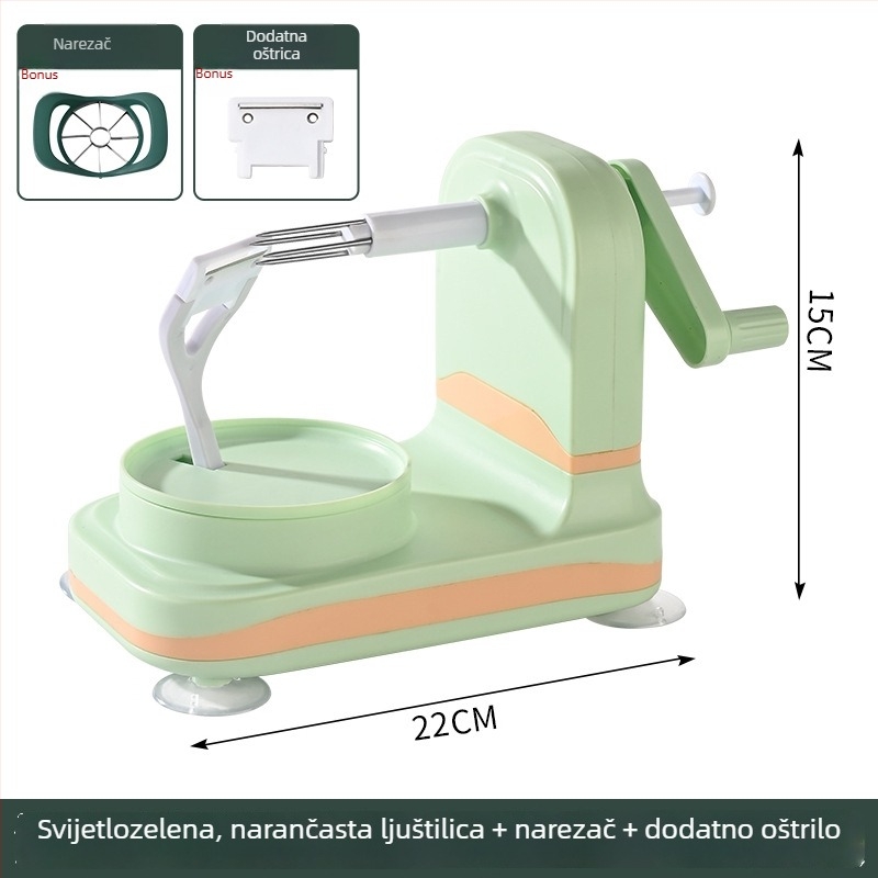 Automatska oljušivač jabuka - ručni pogon, višefunkcionalan, materijal ABS+PP+nerđajući čelik, moguć otisak logotipa, izlazak 2025