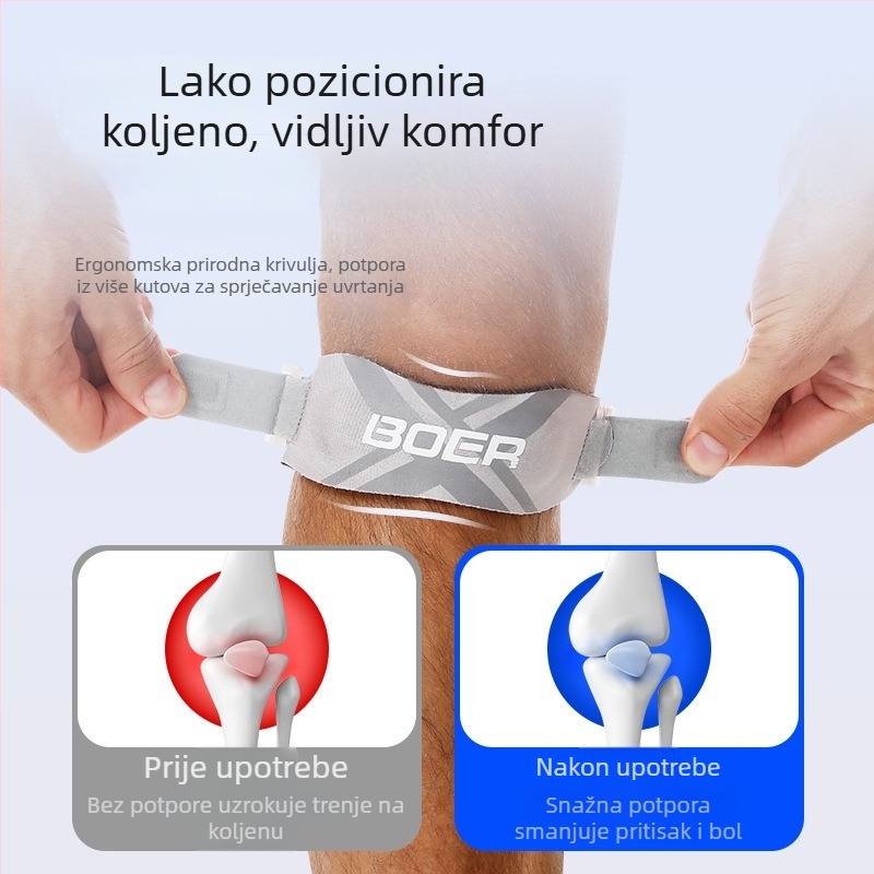 Boer Silikonski patelarni pojas s ublažavanjem udaraca za koljeno – za trčanje, vanjske sportove, badminton, biciklizam i košarku