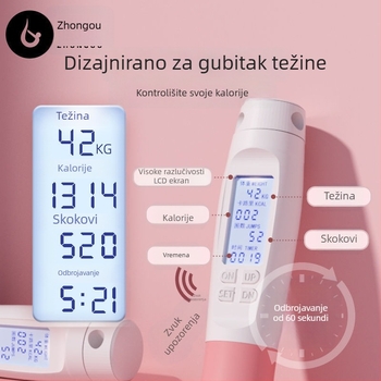Pametno elektroničko preskakanje užad s brojačem, dvostruki način (bežično i kabelsko), teretno užad, kabel 2 mm, za fitness