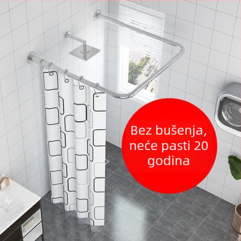Kupaonska zavjesa u U obliku, bez bušenja, poliester, vodootporna i izolirana