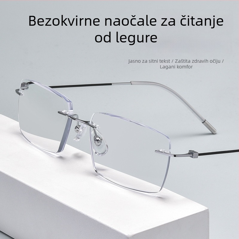 Bezokvirne naočale za čitanje za starije osobe, udobne za kratke udaljenosti, zaštita od plavog svjetla, HD jasnoća