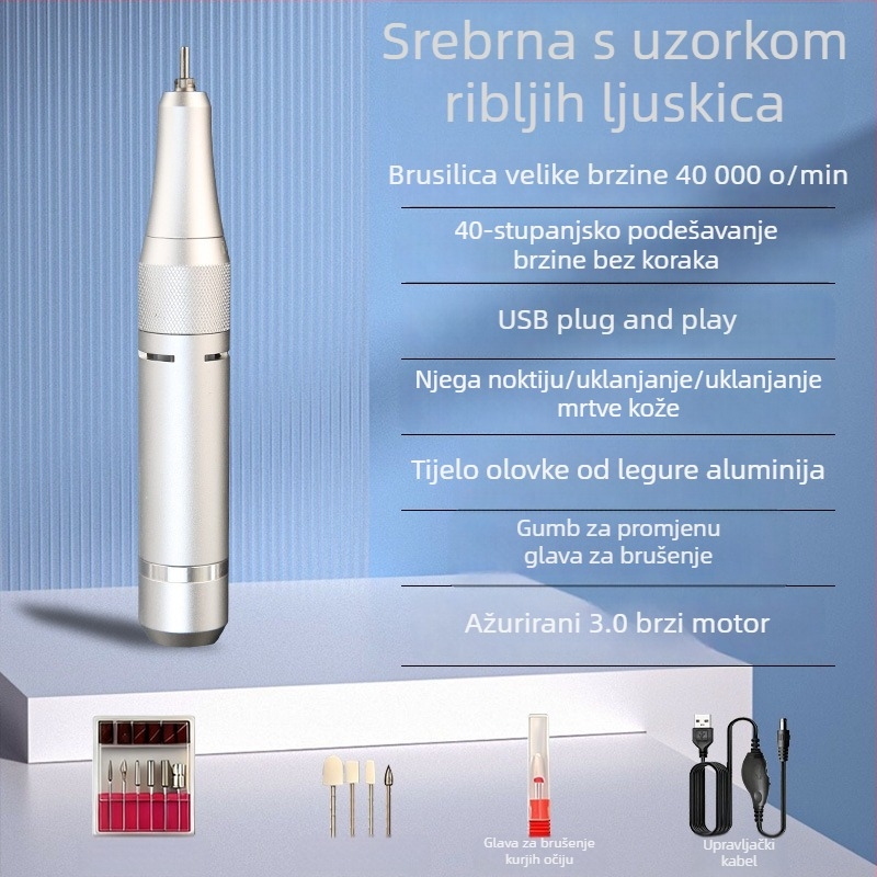 Potpuno automatizirani pilnik za nokte sa pametnom ručkom, visokoučinkovit prijenosni uređaj za nokte, profesionalna olovka za salone noktiju, s integriranim izravnim priključkom