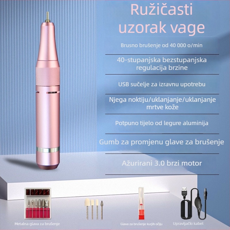 Potpuno automatizirani pilnik za nokte sa pametnom ručkom, visokoučinkovit prijenosni uređaj za nokte, profesionalna olovka za salone noktiju, s integriranim izravnim priključkom