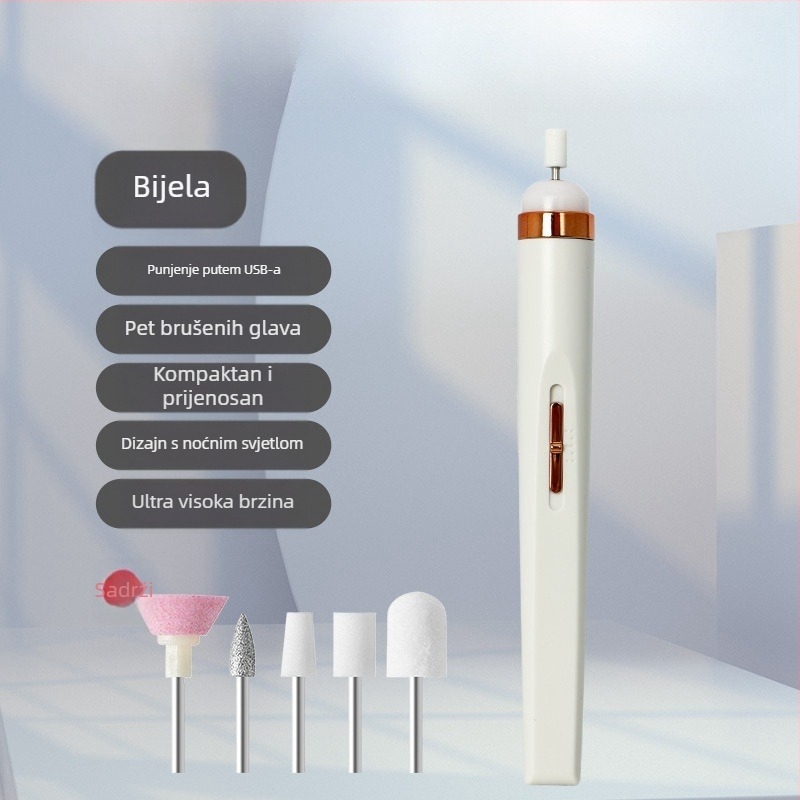 Električna brusilica za nokte za manikuru i pedikir – poliranje, eksfolijacija i uklanjanje mrtve kože; Materijal: plastika; Kategorija: alati za njegu noktiju; Marka: How Cute; Neto sadržaj: 70.5
