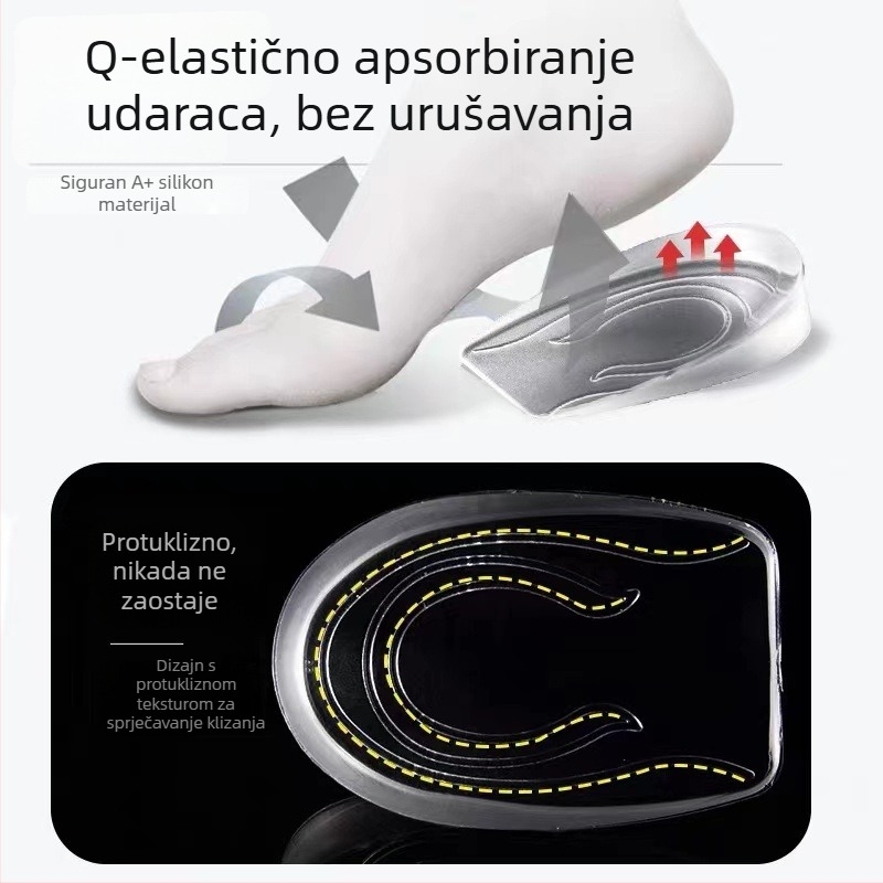 GEL ulošak za cipele, stražnji dio podloge za povećanje visine, apsorpcija udara, unisex odrasli, pogodno za sportske, kožne, casual i platnene cipele