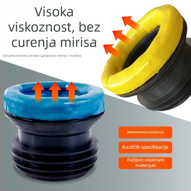 Brtveni prsten za toaletni flanš – debeli gumeni prsten, protiv mirisa, integrirano brtvilo, spoj, moderan minimalistički dizajn, dostupna usluga instalacije