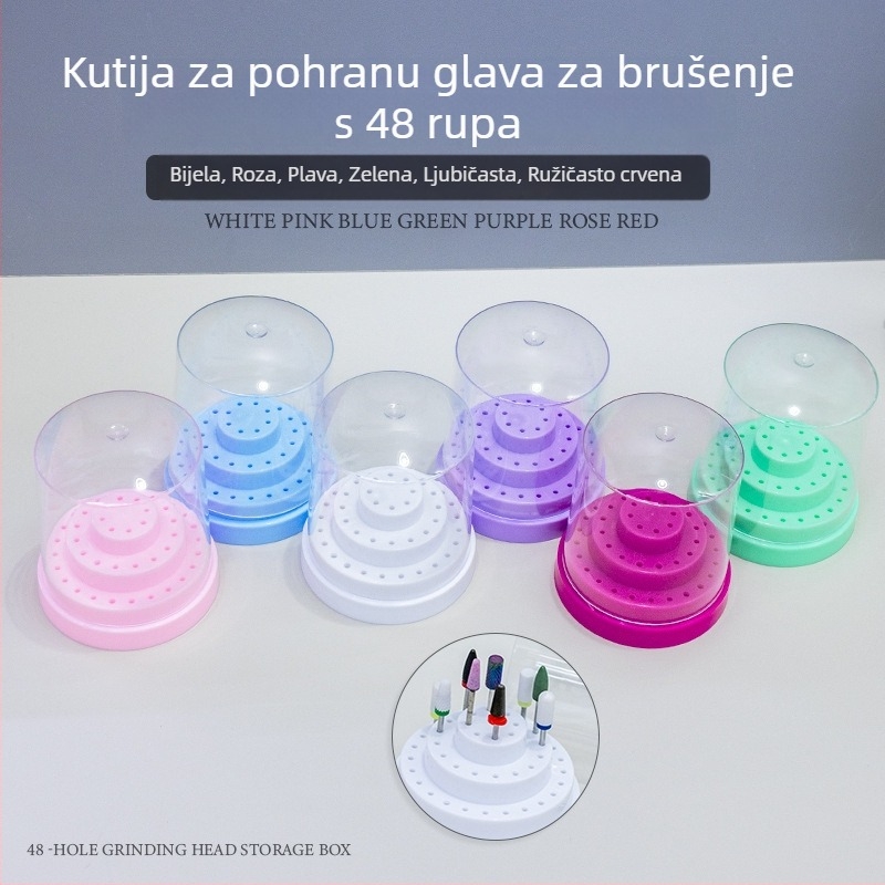 Kutija za skladištenje i izlaganje glavica za nokte za pilu, 48 rupa, stolni organizator, 0,08 kg, brend A makeup is beautiful